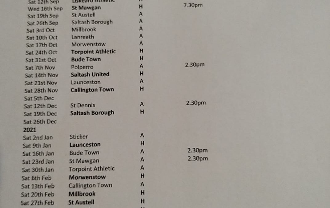 The St Piran Football League East Fixtures Released