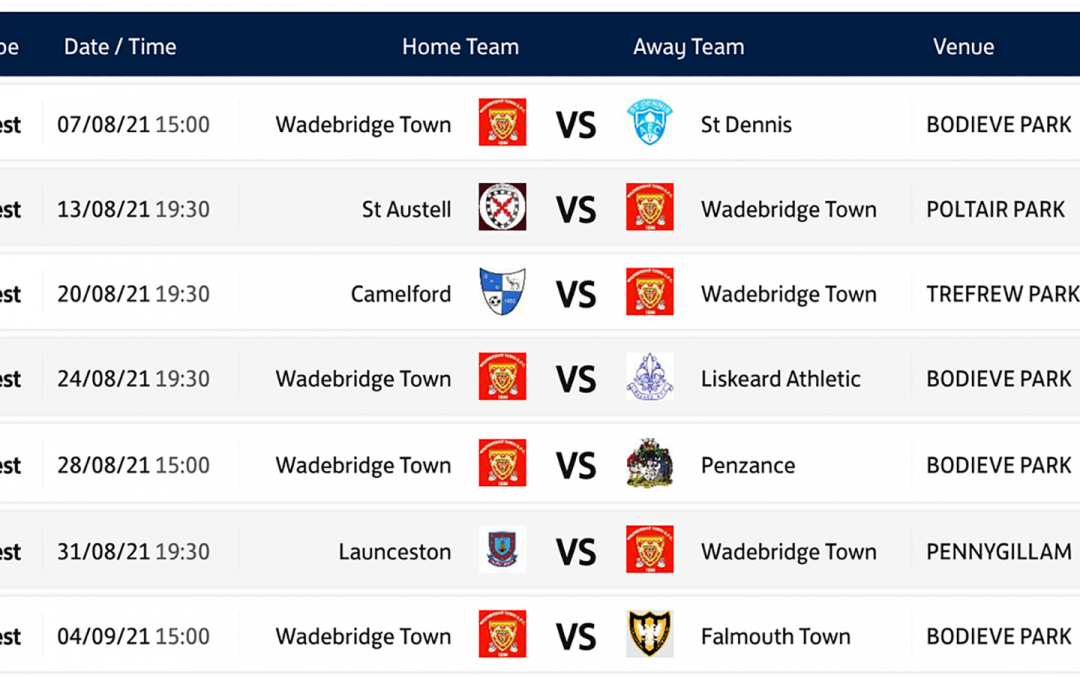 1st Team Fixtures Announced