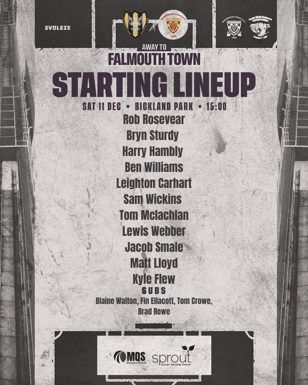 Lineup: Falmouth Town 4 v 2 Wadebridge Town