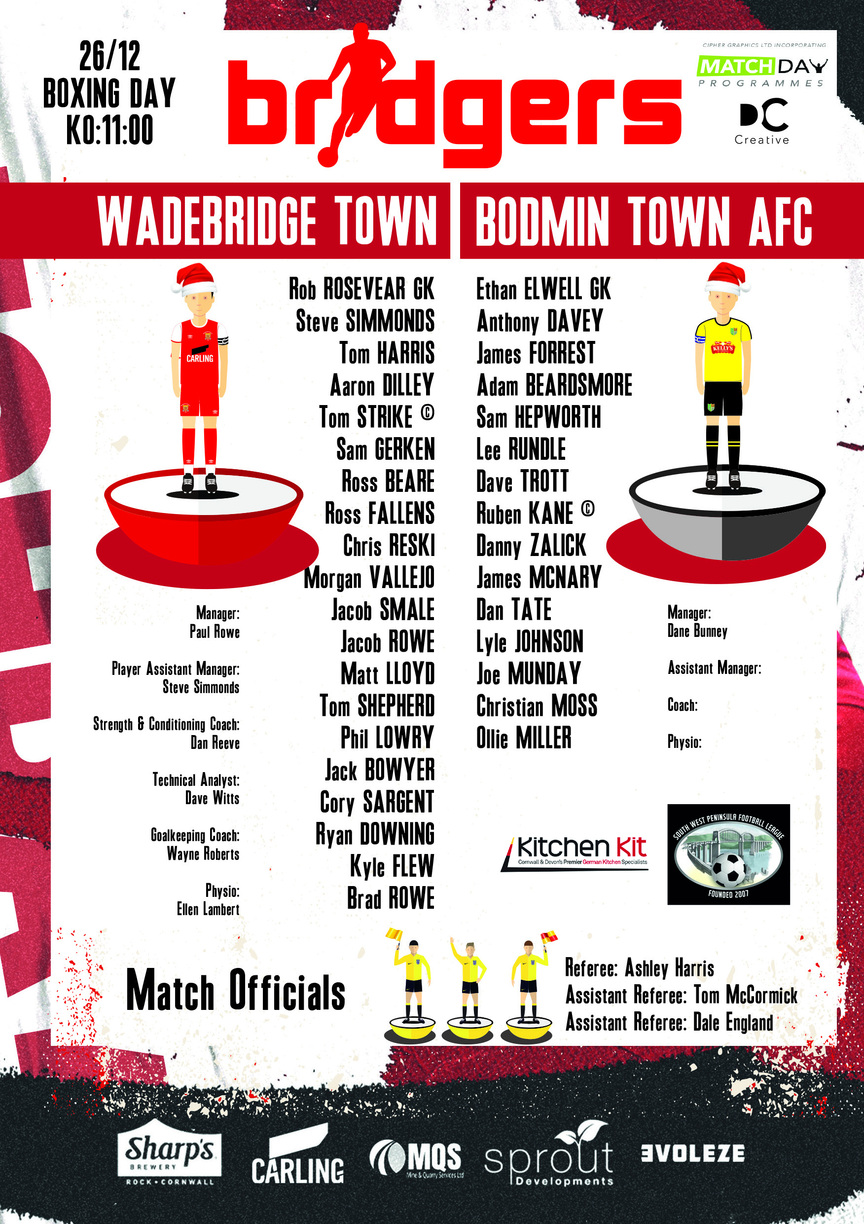 Matchday Squads: Bodmin Town Home 2022